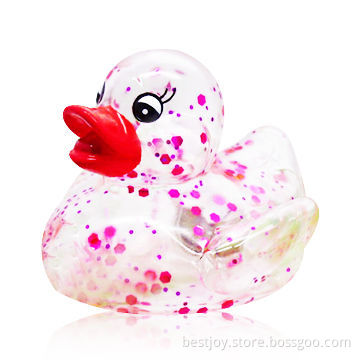 Eco-friendly PVC Transparent Flashing Rubber Duck Bath Toy for Children, RoHS, EN71 Marks